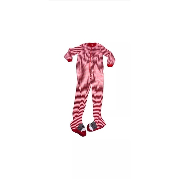 Nick and Nora Unisex Sock Monkey Flannel Christmas Footed Pajamas Size Medium - Picture 1 of 3
